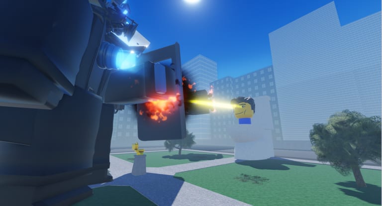 Super Toilet Fight screenshot of Alliance Titans fighting a wave of toilets in the Roblox arena